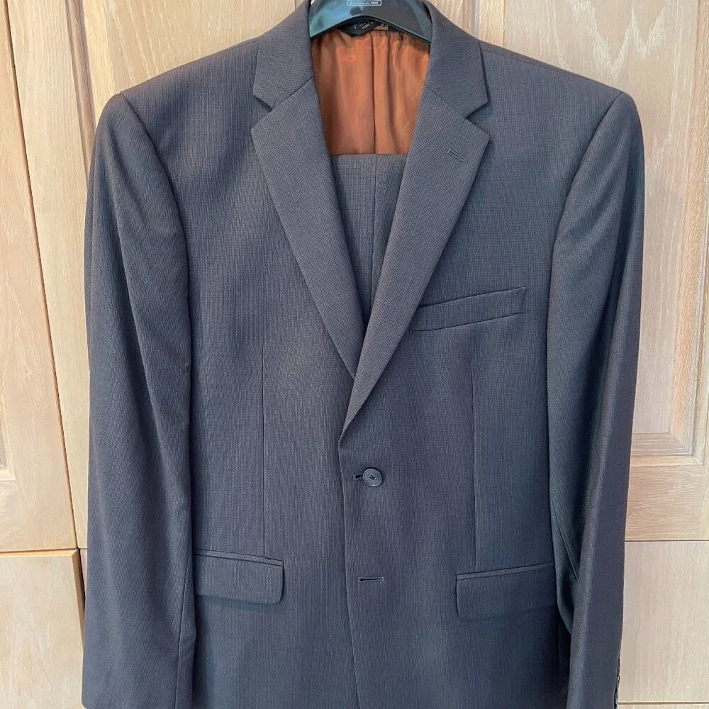 Jos. A. Bank Men's Dark Brown Single-Breasted Suit Jacket with Rust Lining